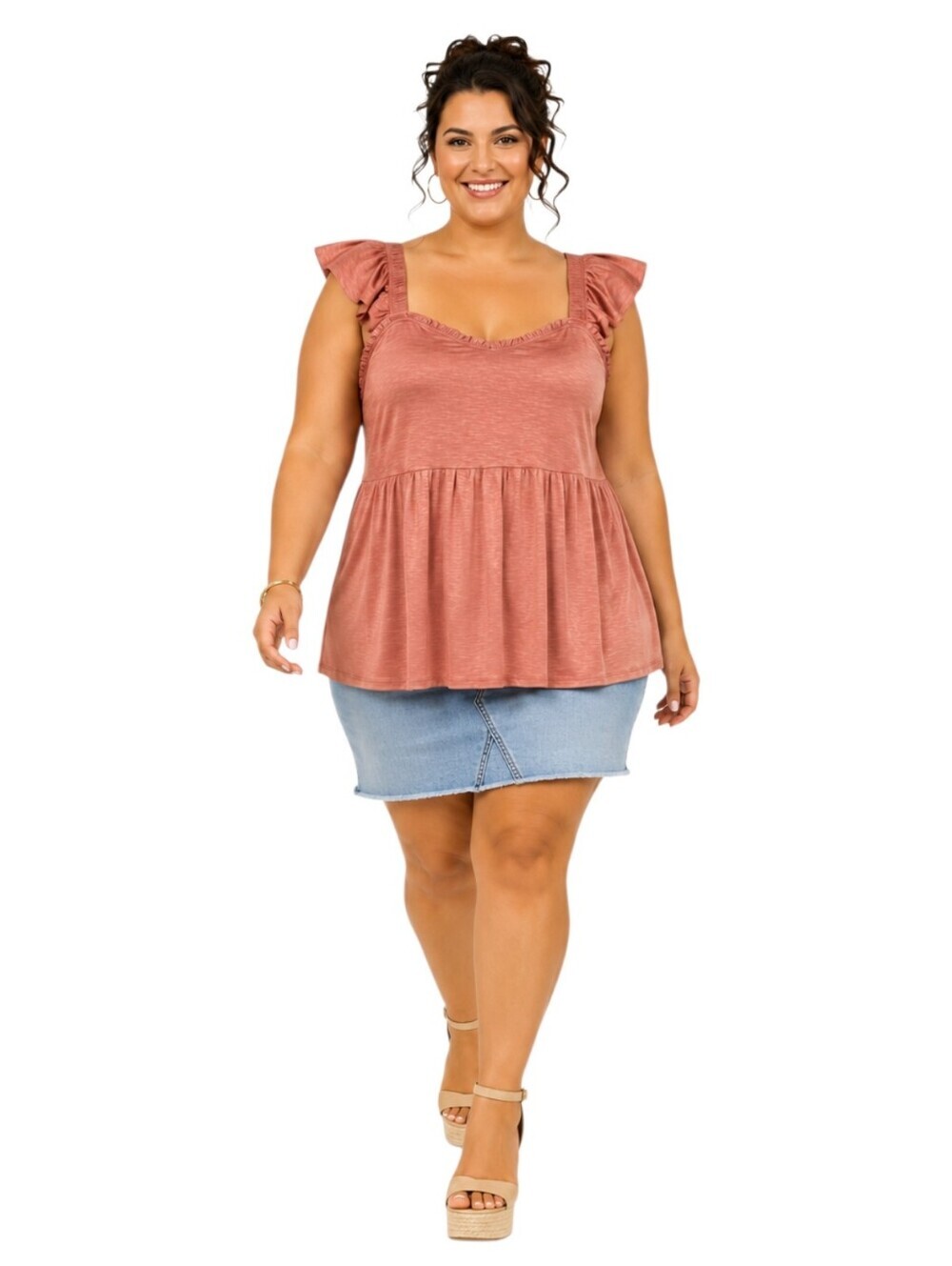 Torrid 3X Desert Sand Super Soft Slub Ruffle Babydoll Top NWT